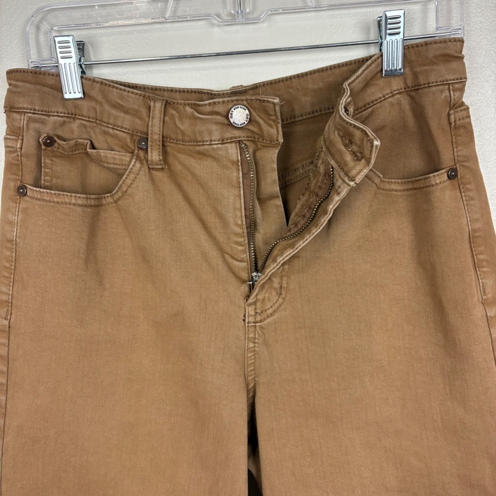 Oat New York‎ High Rise Wide Leg Cropped Jeans Size 8/29 Harvest Brown Raw Hems - Picture 11 of 14